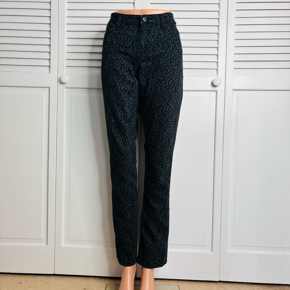 MILEY CYRUS X MAX AZRIA Black Gray Leopard Print Jeans Size 13